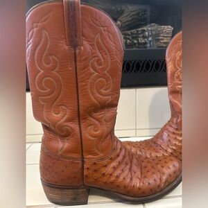 Vintage Lucchese Ostrich Cowboy Boots size 101/2 B